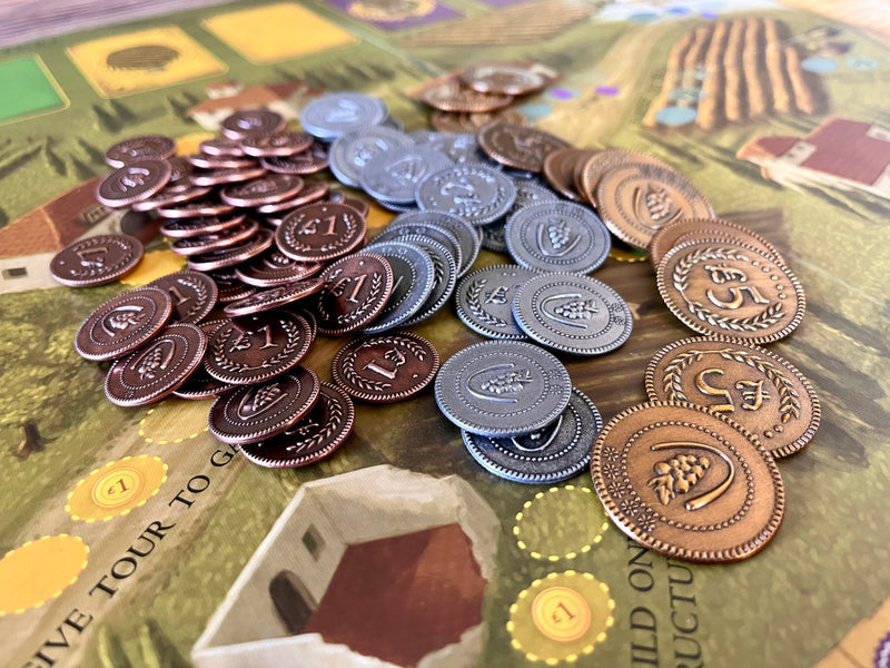 Viticulture: Metal Lira Coins