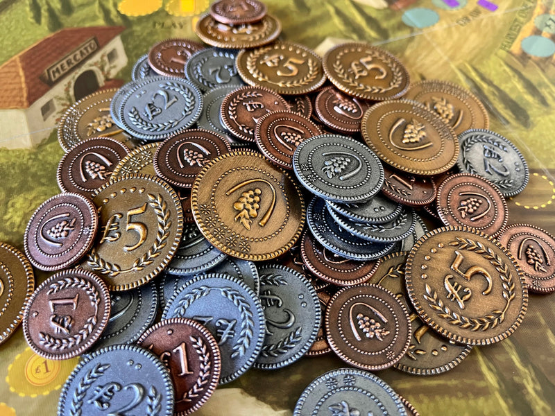 Viticulture: Metal Lira Coins