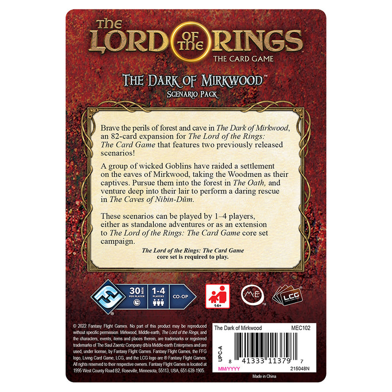Lord of the Rings LCG: The Dark of Mirkwood Scenario (SEE LOW PRICE AT CHECKOUT)
