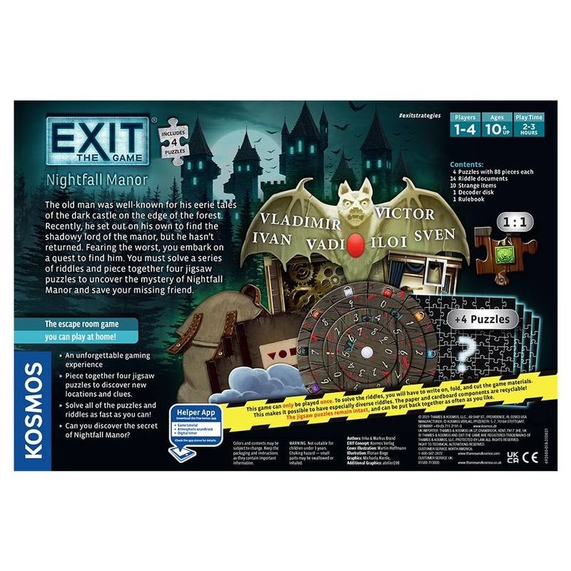 EXIT: Nightfall Manor + Puzzle (SEE LOW PRICE AT CHECKOUT)