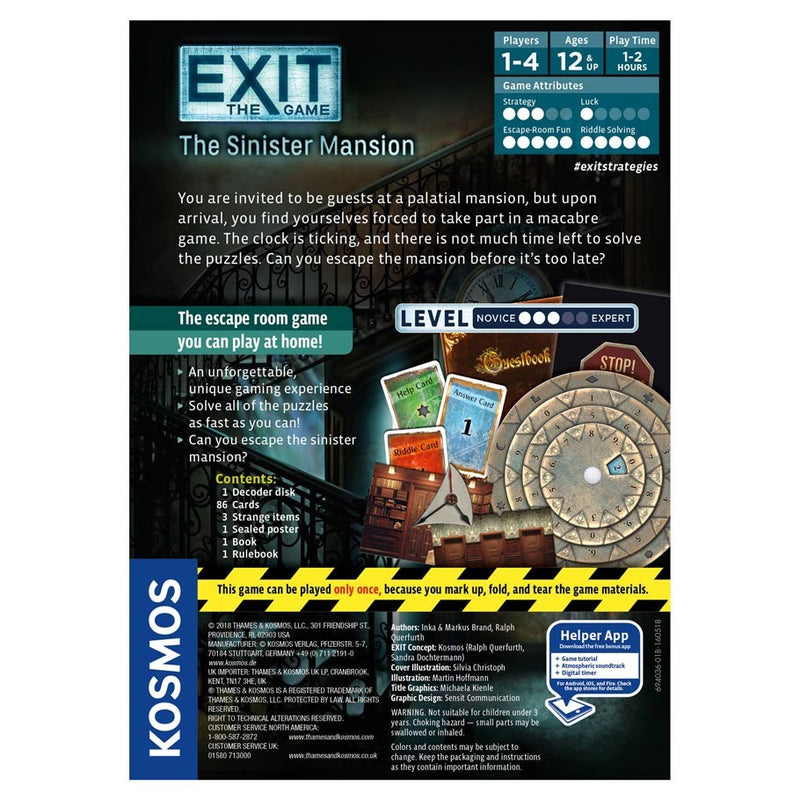 EXIT: The Sinister Mansion (SEE LOW PRICE AT CHECKOUT)